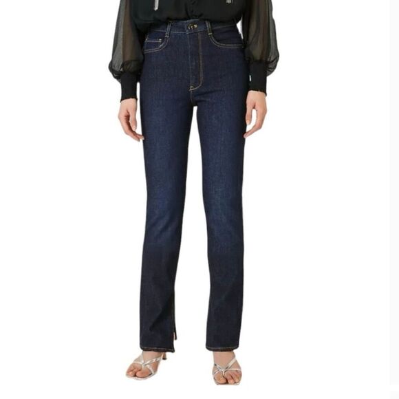 Anthropologie Pilcro The Split Straight Jeans Dark Wash Ultra High Rise Women 30 - Picture 10 of 11